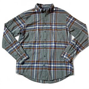 Lands End Mens L T Traditional Fit Plaid‎ Flannel Long Sleeve Button Up Shirt